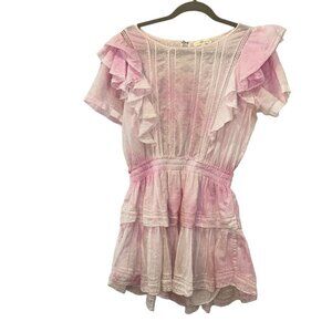 Loveshackfancy white pink tie dye broderie anglasie ruffle mini dress M